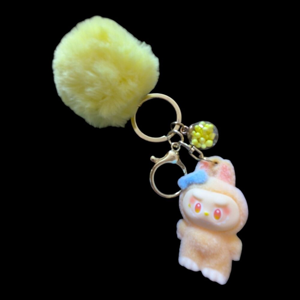 Labubu Keychain Bag Charm Yellow Pom Pom - Picture 4 of 4